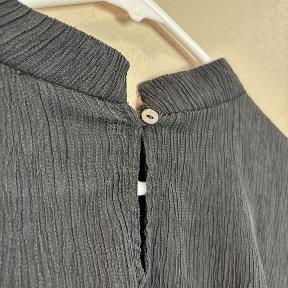 EILEEN FISHER Black Textured Mock Neck Cap Sleeve Longline Lagelook Tunic Top XL - Picture 8 of 13